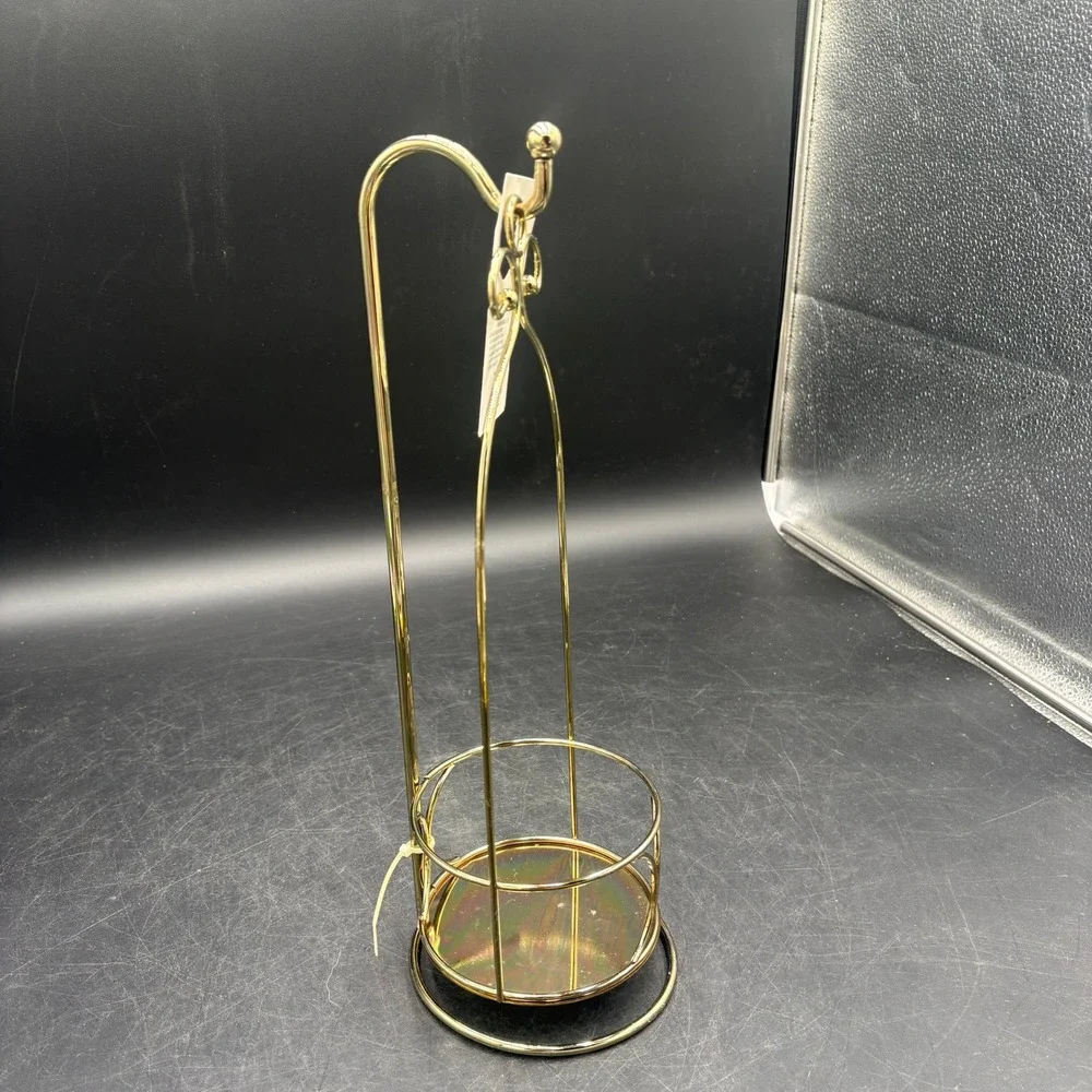2 Home Interiors Gold Brass Swinging Jar Candle Holder Stand 92003-DE Vtg Decor